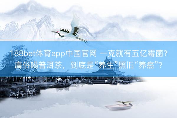 188bet体育app中国官网 一克就有五亿霉菌？庸俗喝普洱茶，到底是“养生”照旧“养癌”？
