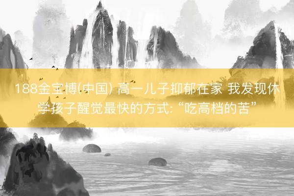 188金宝博(中国) 高一儿子抑郁在家 我发现休学孩子醒觉最快的方式: “吃高档的苦”