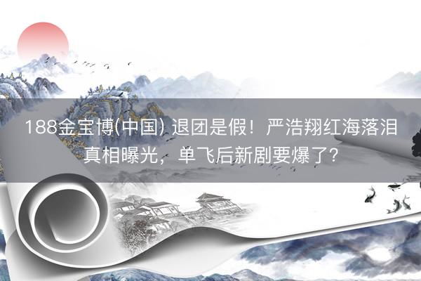 188金宝博(中国) 退团是假！严浩翔红海落泪真相曝光，单飞后新剧要爆了？