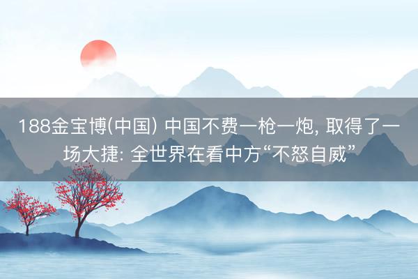 188金宝博(中国) 中国不费一枪一炮， 取得了一场大捷: 全世界在看中方“不怒自威”