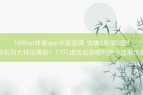 188bet体育app中国官网 凭啥1年涨5倍？背后四大特征揭秘！17只绩优后劲硬科技小盘股出炉