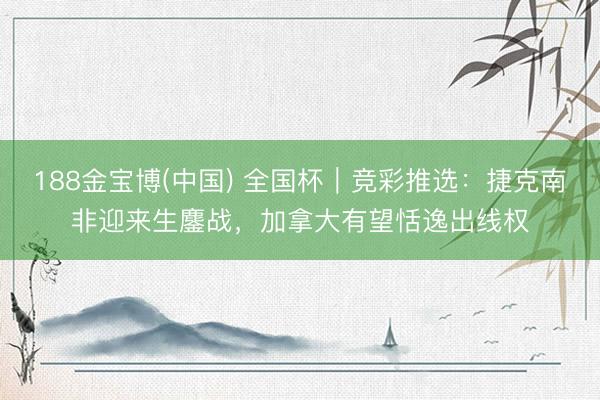 188金宝博(中国) 全国杯｜竞彩推选：捷克南非迎来生鏖战，加拿大有望恬逸出线权